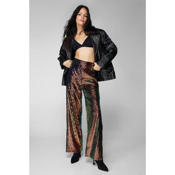 Nasty Gal Sequin Wide-Leg Pants NWT - Picture 9 of 9